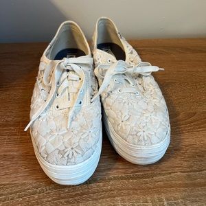 White lace keds 8.5 womens